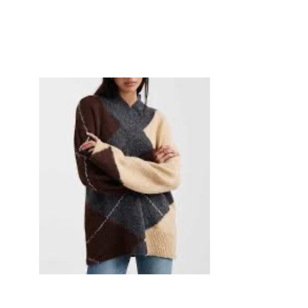 Elegant V-Neck Colorblock Sweater